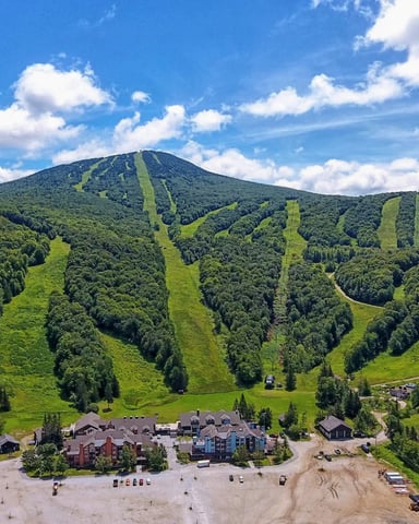 Drone winter view of Killington, Vermont.