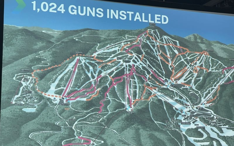 1,024 Guns Installed: snowmaking gun locations across the full Killington trail map