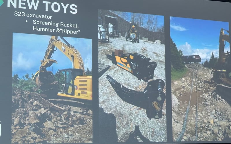 New Toys: 323 excavator with screening bucket, hammer and ripper attachments