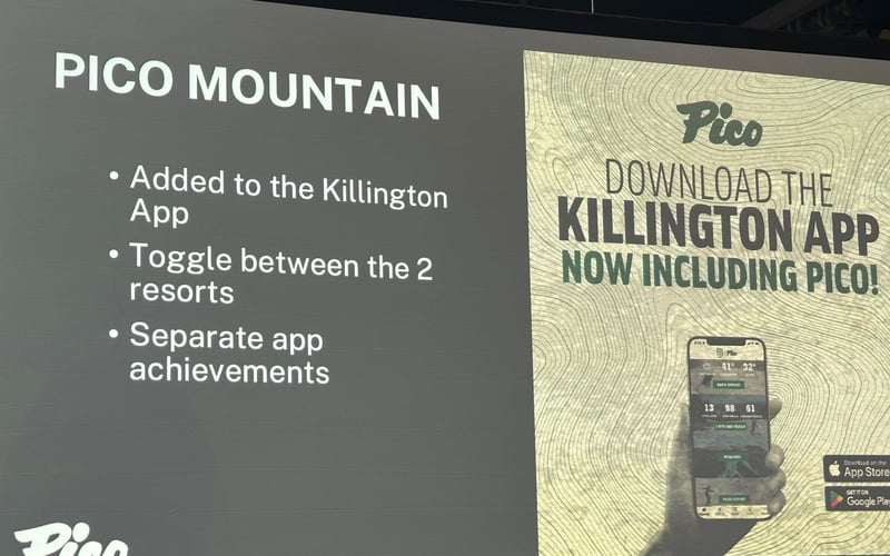 Pico Mountain: added to Killington App, toggle between 2 resorts, separate app achievements