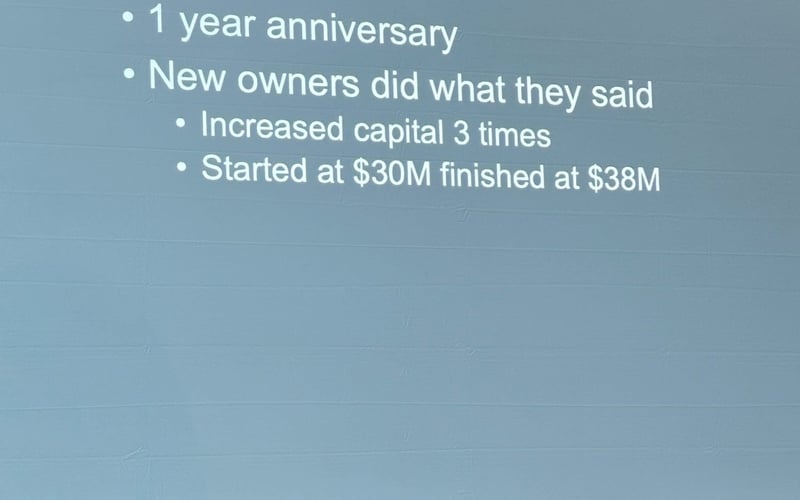 Independence Update: 1 year anniversary, new owners increased capital from $30M to $38M