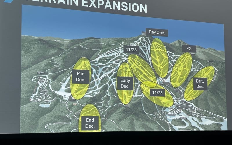 Terrain Expansion: phased opening map: Day One, 11/28, Early Dec., Mid Dec., End Dec., P2